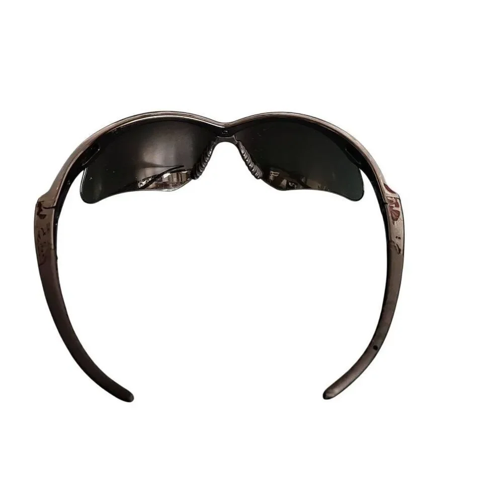 Nemesis Polished Black Gray Lens Sport Wrap Mens Biker Safety Sunglasses
